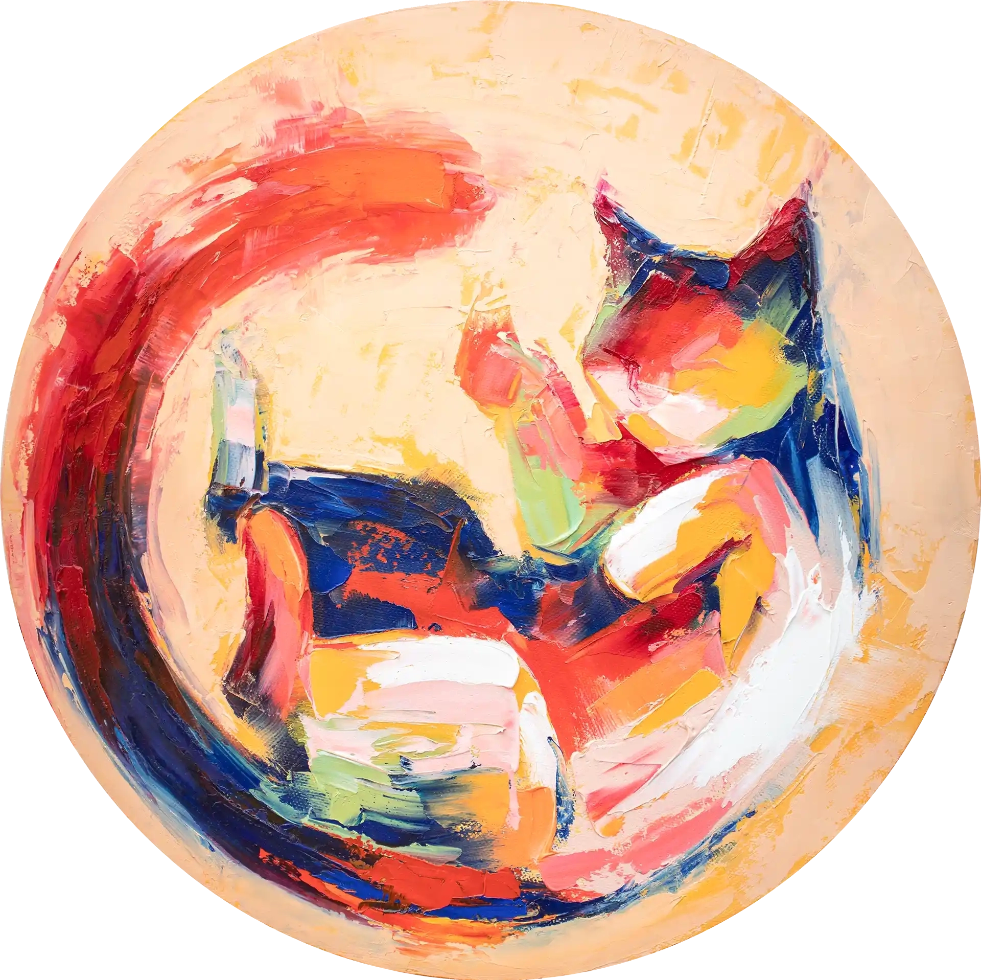 Cat on a yellow circle